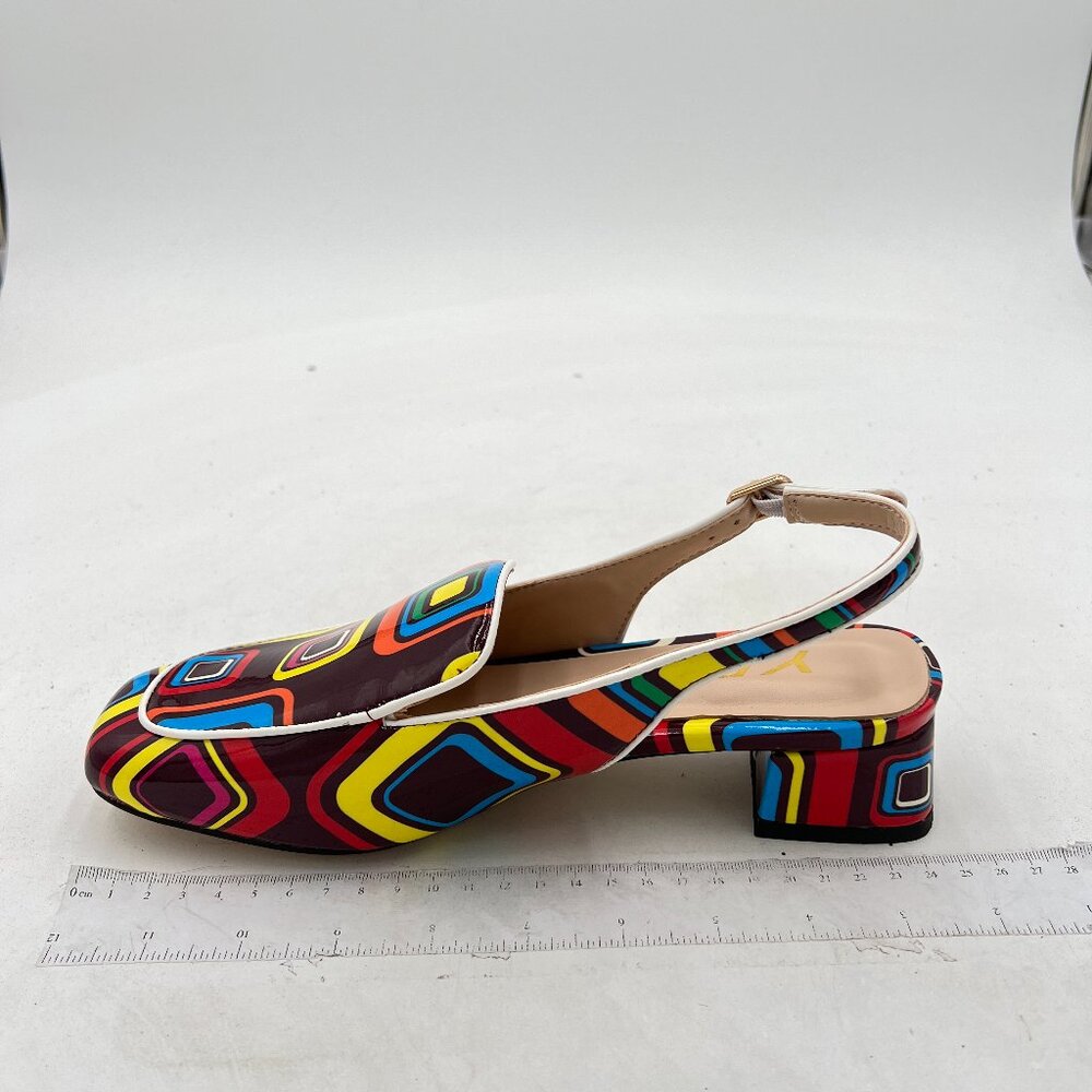 Ydn Colorful Square Toe Block Low Heels Slingback… - image 2